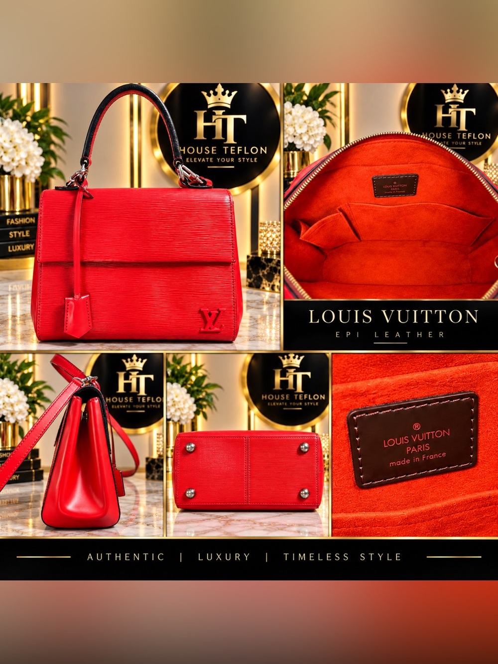 Louis Vuitton Red Top-Handle Shoulder/Crossbody with Black Trim - Picture 4 of 14